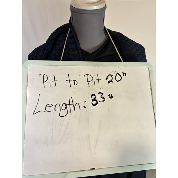 Woolovers Chunky long cardigan M navy Cable knit Cotton Pockets Boho Classic - Picture 6 of 6